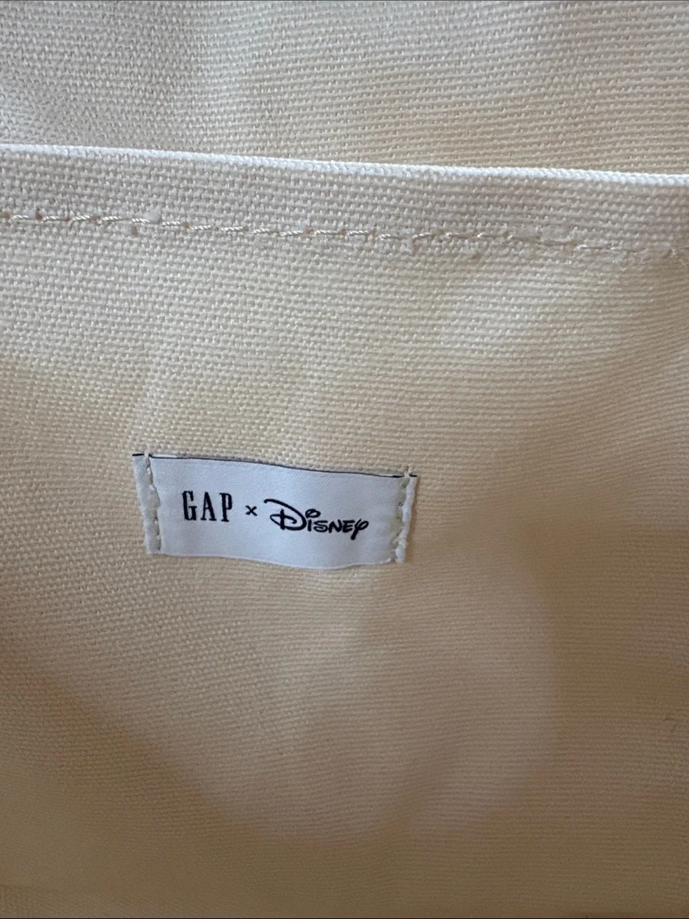 GAP Cream Canvas Tote with Red Handles and Base featuring Mickey